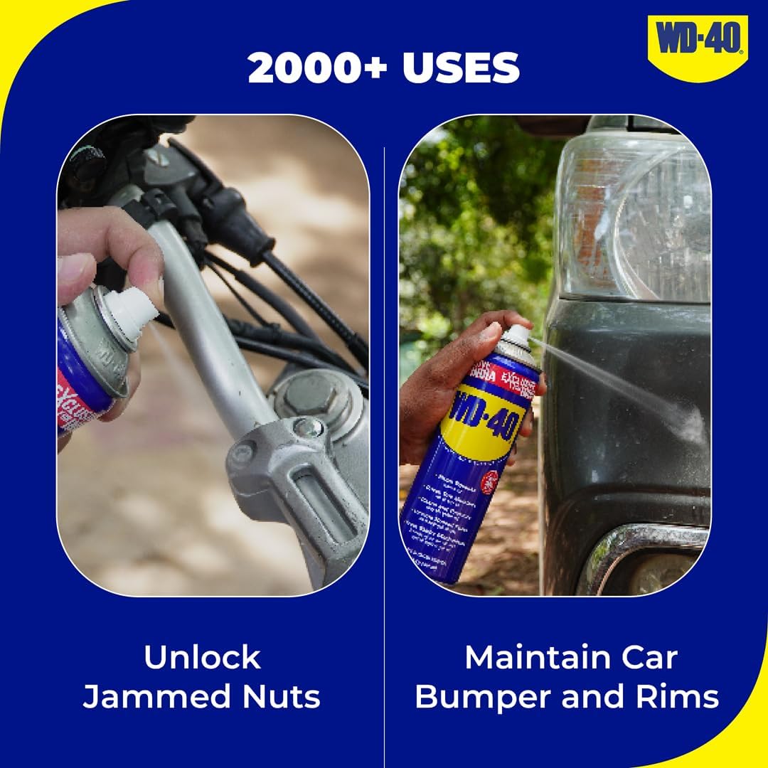 WD-40, Multipurpose Spray, Cleans Bike Chains, Squeak Noise Remover, Stain Remover, and Cleaning Agent, 170g