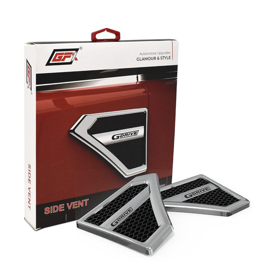 GFX G Drive Side Vent Air Flow Duct Racing Side Vent Chrome Plated Sticker Type-1 (Universal Fit)