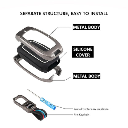 Metal Car Key Cover Compatible for MG Hector | Windsor EV 3 Button Smart Key