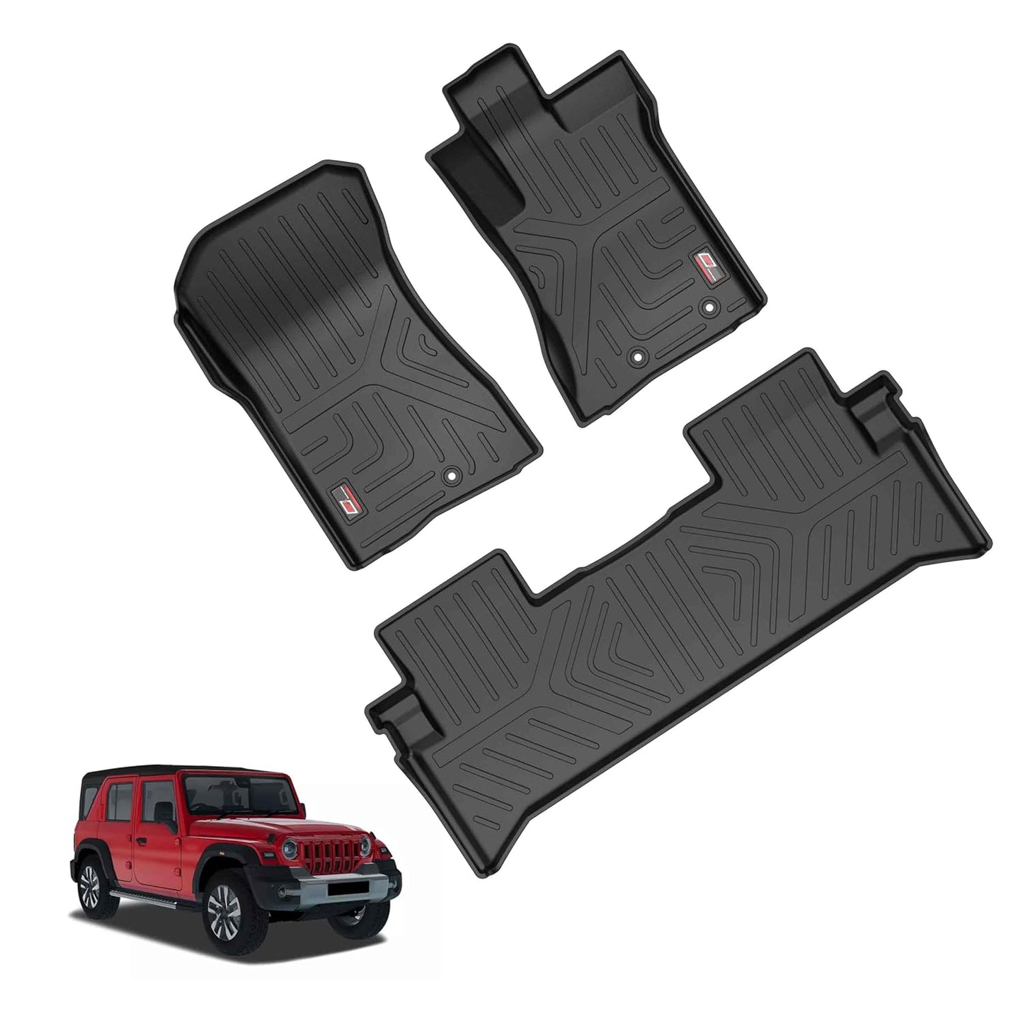 GFX Car Floor Mats for Mahindra Thar Roxx (2024 Onwards) Automatic | Waterproof | Anti-Slip | All-Weather | Stylish Protection | Sleek Black