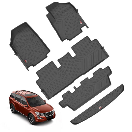 GFX Car Floor Mats for Mahindra XUV-500 (2012-2021) With Trunk Mat | Waterproof | Anti-Slip | All-Weather | Stylish Protection | Sleek Black