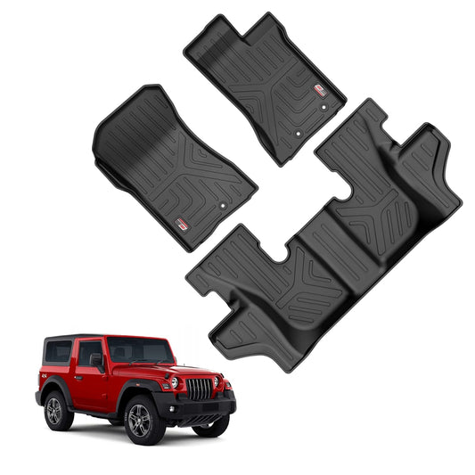 GFX Car Floor Mats for Thar (2025 Onwards) | Waterproof | Anti-Slip | All-Weather | Stylish Protection | Sleek Black