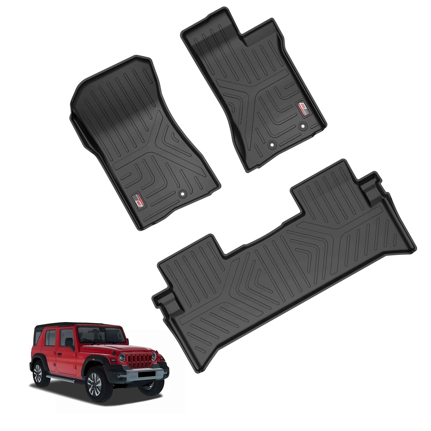 GFX Car Floor Mats for Mahindra Thar Roxx (2024 Onwards) Manual | Waterproof | Anti-Slip | All-Weather | Stylish Protection | Sleek Black