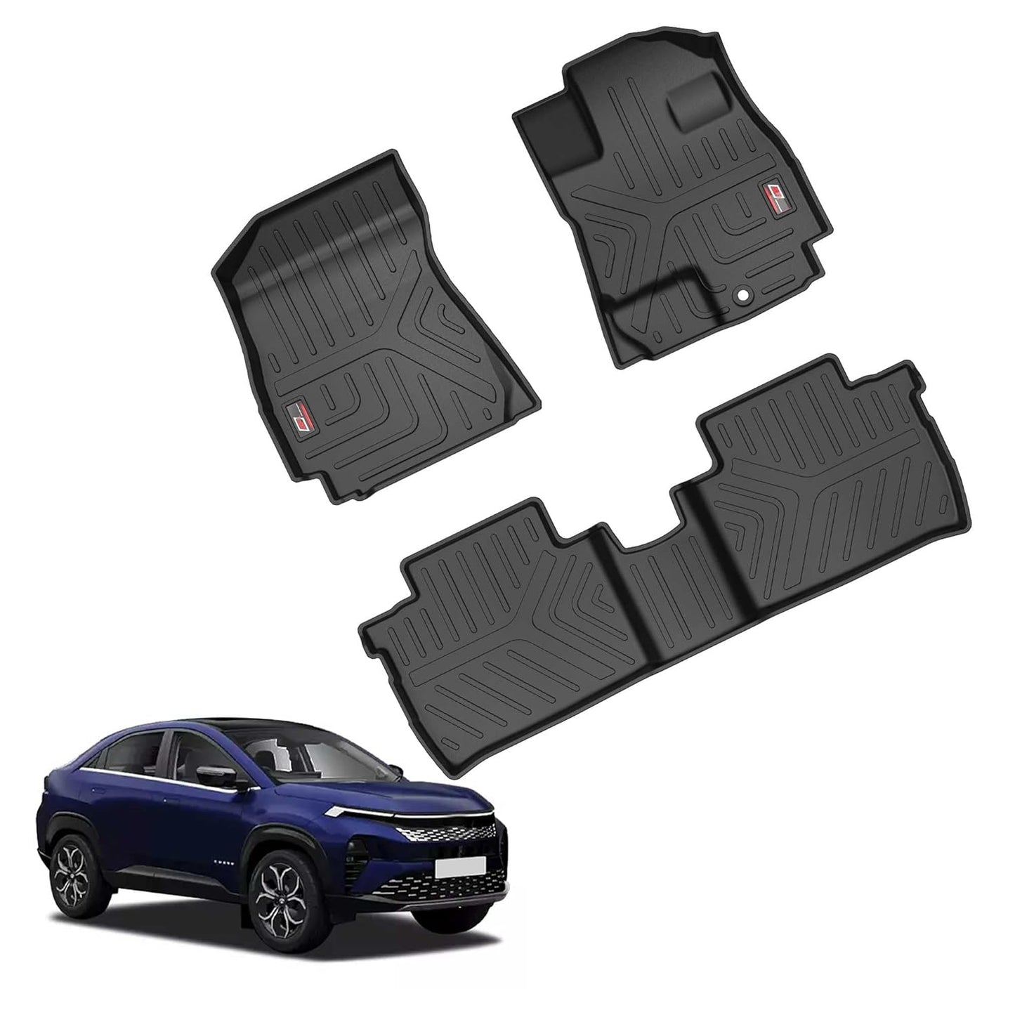 GFX Car Floor Mats for TATA Curvv EV (2024 Onwards) | Waterproof | Anti-Slip | All-Weather | Stylish Protection | Sleek Black