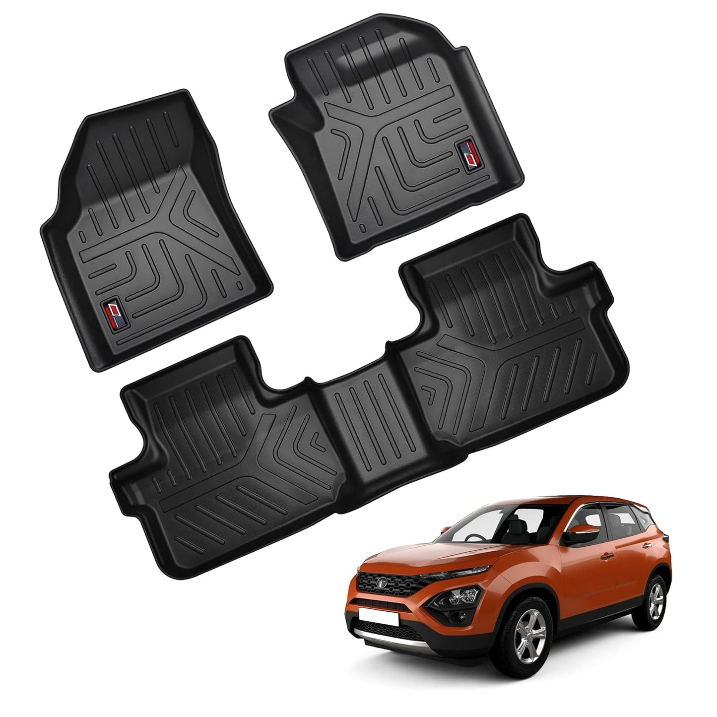 GFX Car Floor Mats for Tata Harrier (2019–2021) Manual | Waterproof | Anti-Slip | All-Weather | Stylish Protection | Sleek Black