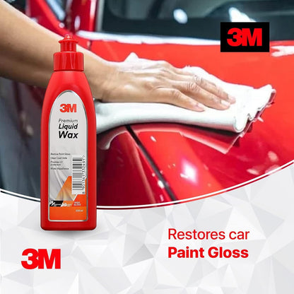 3M Premium Liquid Wax, Restores Car Paint Gloss and Lustre, Water Repellent, UV Protection (200ml Pack)