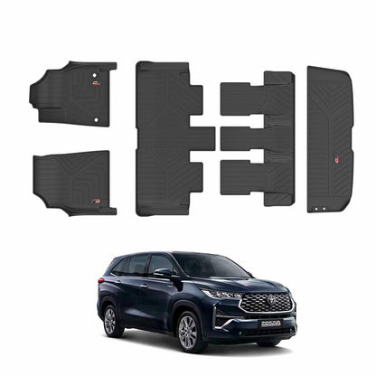 GFX Car Floor Mats for Innova Hycross 7 & 8 Seater (Model 2023 Onwards) | With Trunk Mat | Waterproof | Anti-Slip | All-Weather | Stylish Protection | Sleek Black