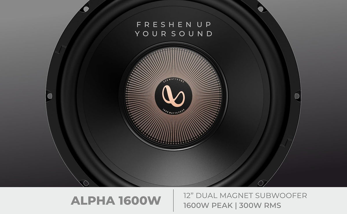Infinity Alpha 1600 12 Inch Car Subwoofer | 1600W Peak | 300W RMS | Dual Magnet | Black