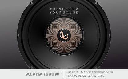 Infinity Alpha 1600 12 Inch Car Subwoofer | 1600W Peak | 300W RMS | Dual Magnet | Black