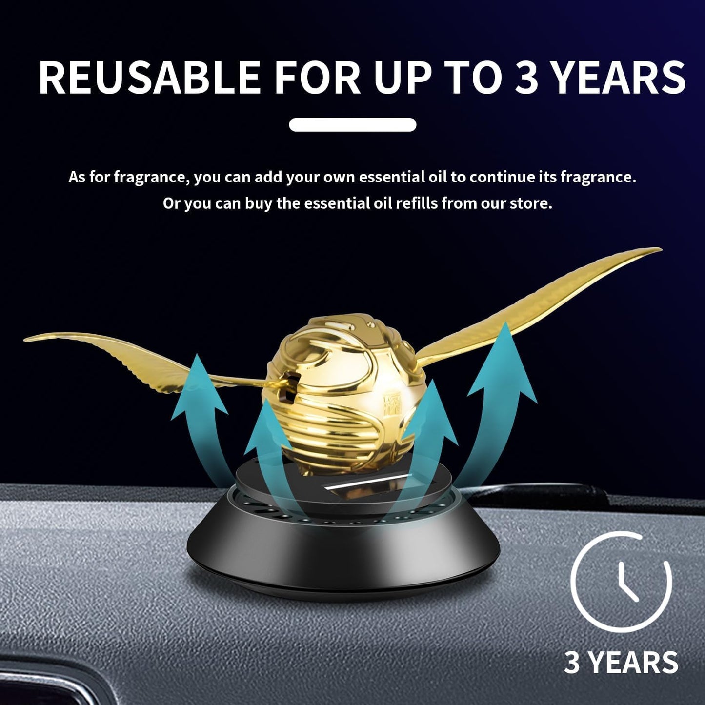 Stylish Harry Potters Angel Wing Cosplay Golden Color Snitch Ball Car Air Freshener Auto Accessories Collectible Model Toy Figurine Gifts | Car Dashboard Aromatherapy Perfume Car Ornament