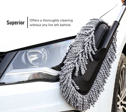 Extendable Long Handle Microfiber Car Duster – Scratch-Free Exterior Cleaning Brush for Cars, SUVs, and Trucks – Premium Dust Removal Tool for Vehicle Detailing