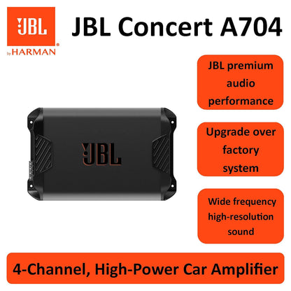 JBL Concert A704 – 1000W 4-Channel Compact Amplifier | Adjustable HPF/LPF | Auto Turn-On | Compatible with Speakers, Tube Subwoofers & Subwoofers