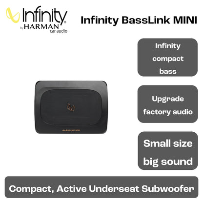 Infinity BassLink Mini Underseat Active Subwoofer | 200W Max Power | Compact Powered Bass System