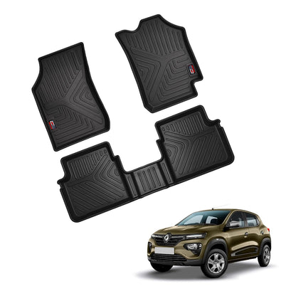 GFX Car Floor Mats for Renault Kwid (2015 Onwards) | Waterproof | Anti-Slip | All-Weather | Stylish Protection | Sleek Black