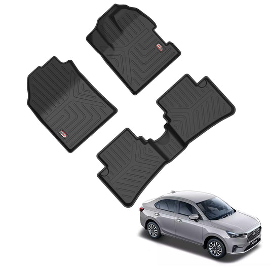 GFX Car Floor Mats for Honda Amaze (Dec 2024 Onwards) | Waterproof | Anti-Slip | All-Weather | Stylish Protection | Sleek Black