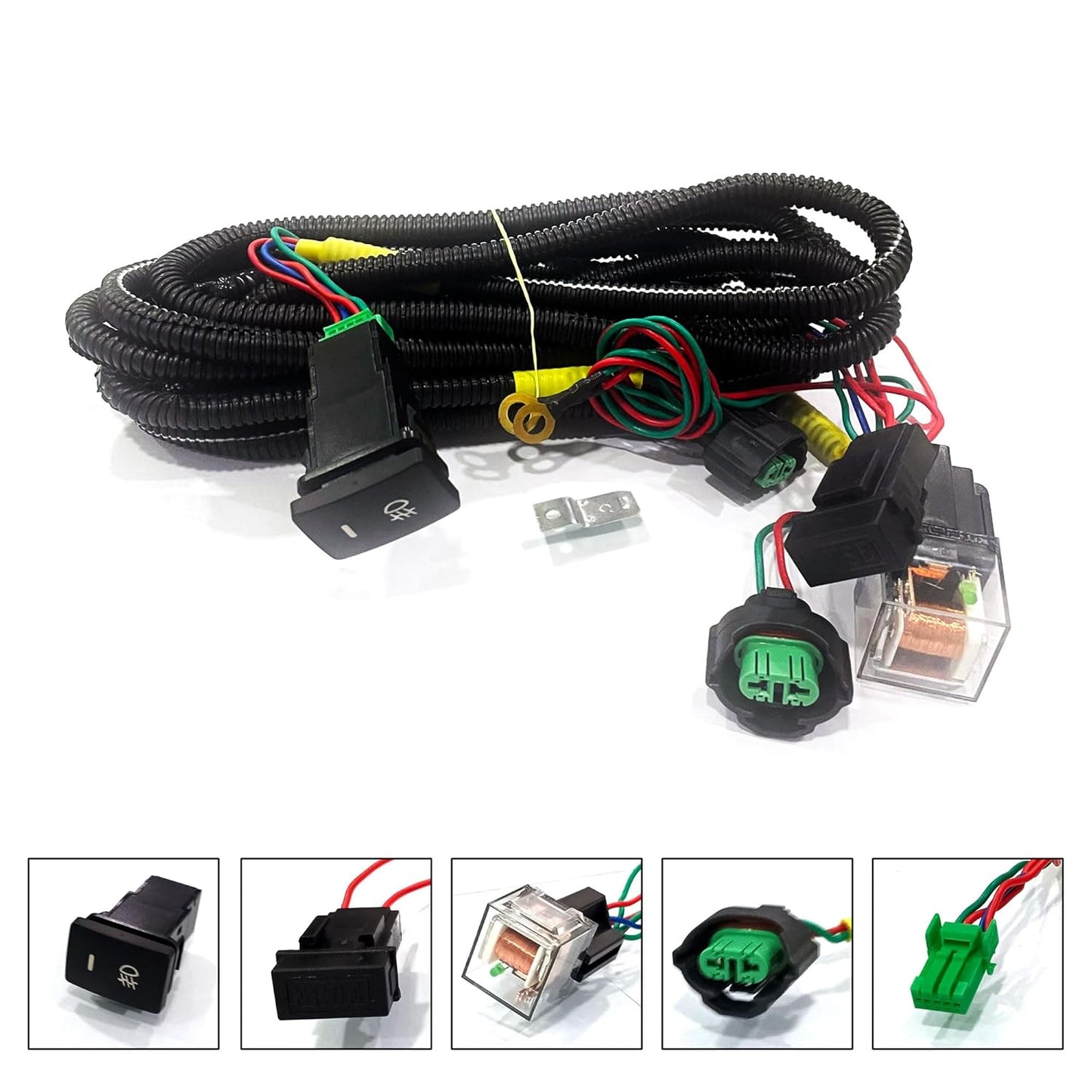 Foglight Harness LED Indicator Harness Wiring Socket Switch Kit 12V/40A Relay
