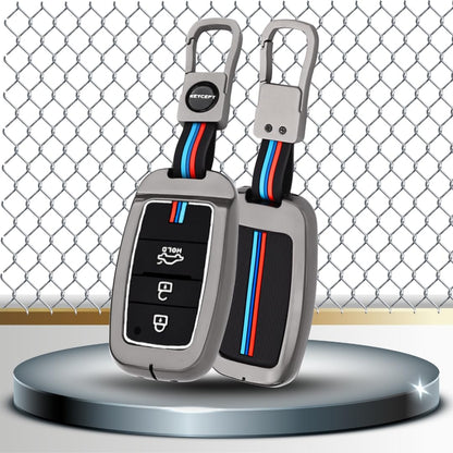 Premium Zinc Alloy Key Cover for Kia Sonet, Carens, Seltos, 3-Button Smart Key, 360° Protection with Inner Silicone