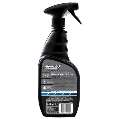 Formula 1 Ceramic Color Spray Wax for Blue Cars – 680 ml | Enhances Shine & Paint Protection