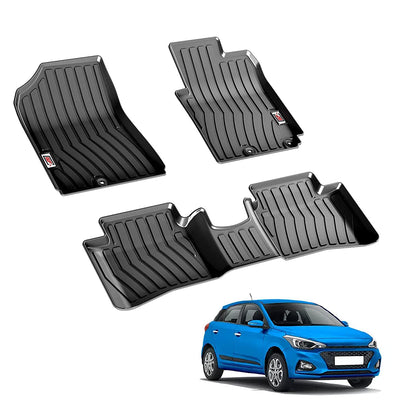 GFX Car Floor Mats for Hyundai i20 (2014–2019) | Waterproof | Anti-Slip | All-Weather | Stylish Protection | Sleek Black
