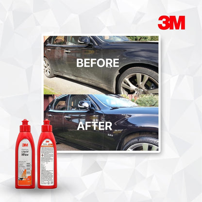 3M Premium Liquid Wax, Restores Car Paint Gloss and Lustre, Water Repellent, UV Protection (200ml Pack)