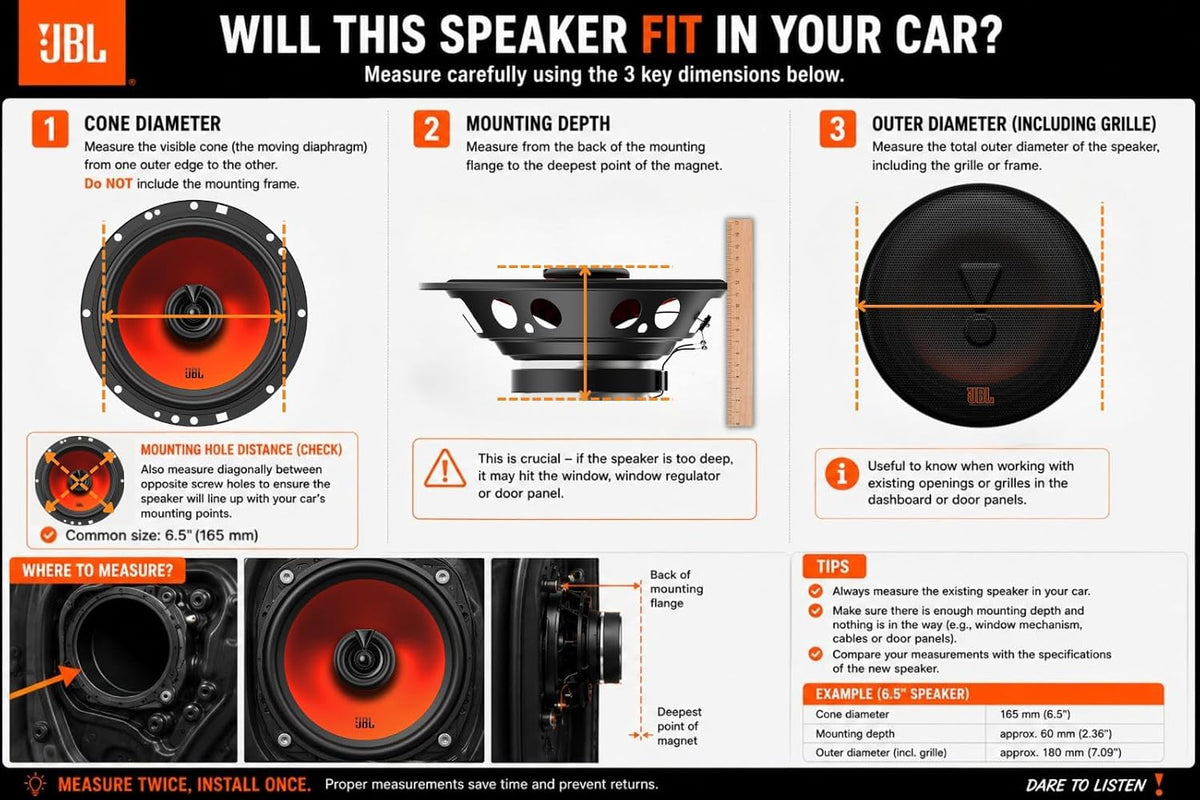 JBL Stage1 GEN2 62F 6.5-Inch Coaxial Car Speakers – 50W RMS, 400W Max (Pair)