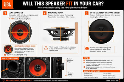 JBL Stage1 GEN2 62F 6.5-Inch Coaxial Car Speakers – 50W RMS, 400W Max (Pair)