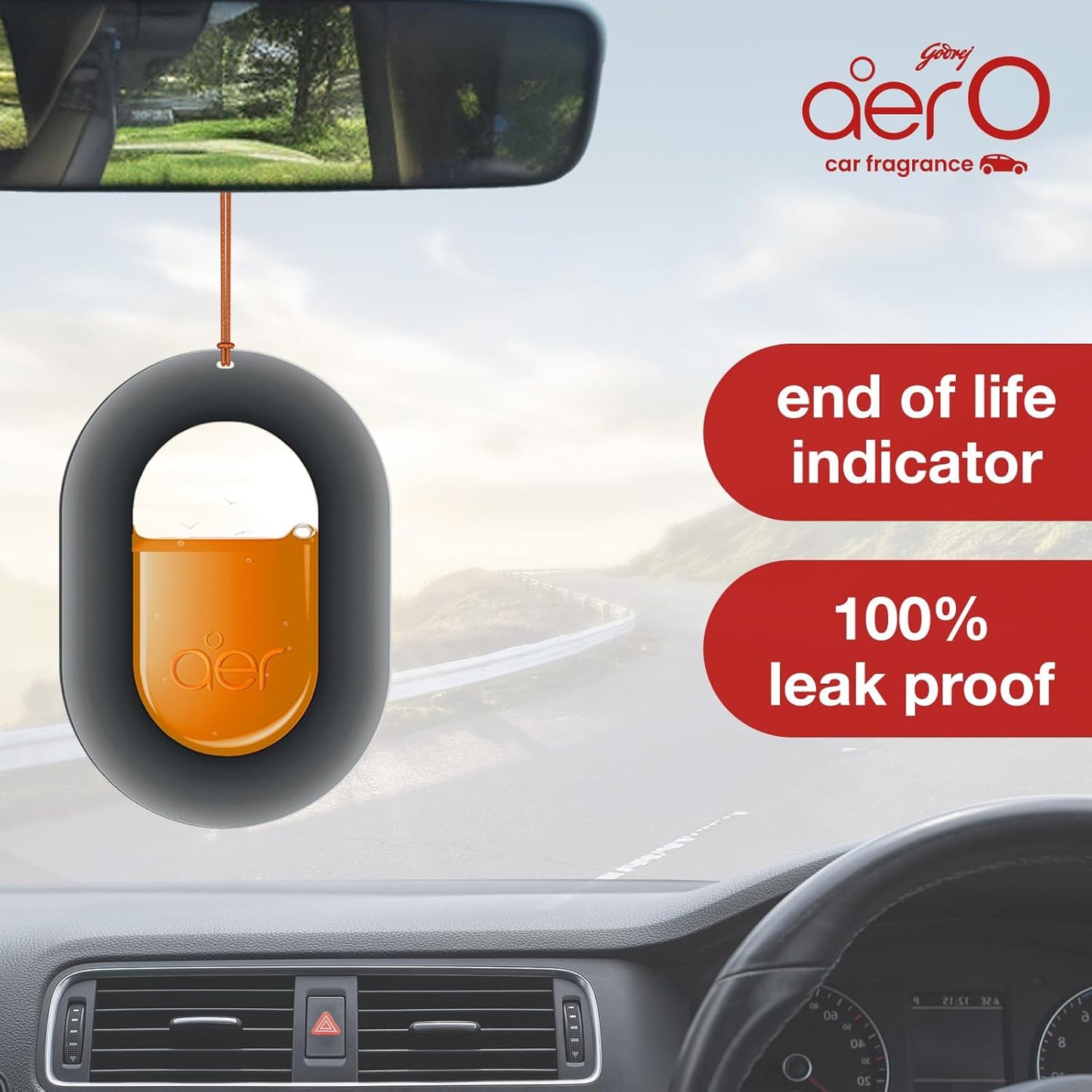 Godrej aer O – Hanging Car Air Freshener – Assorted Pack of 3 (22.5g) | Gel Lasts up to 30 days