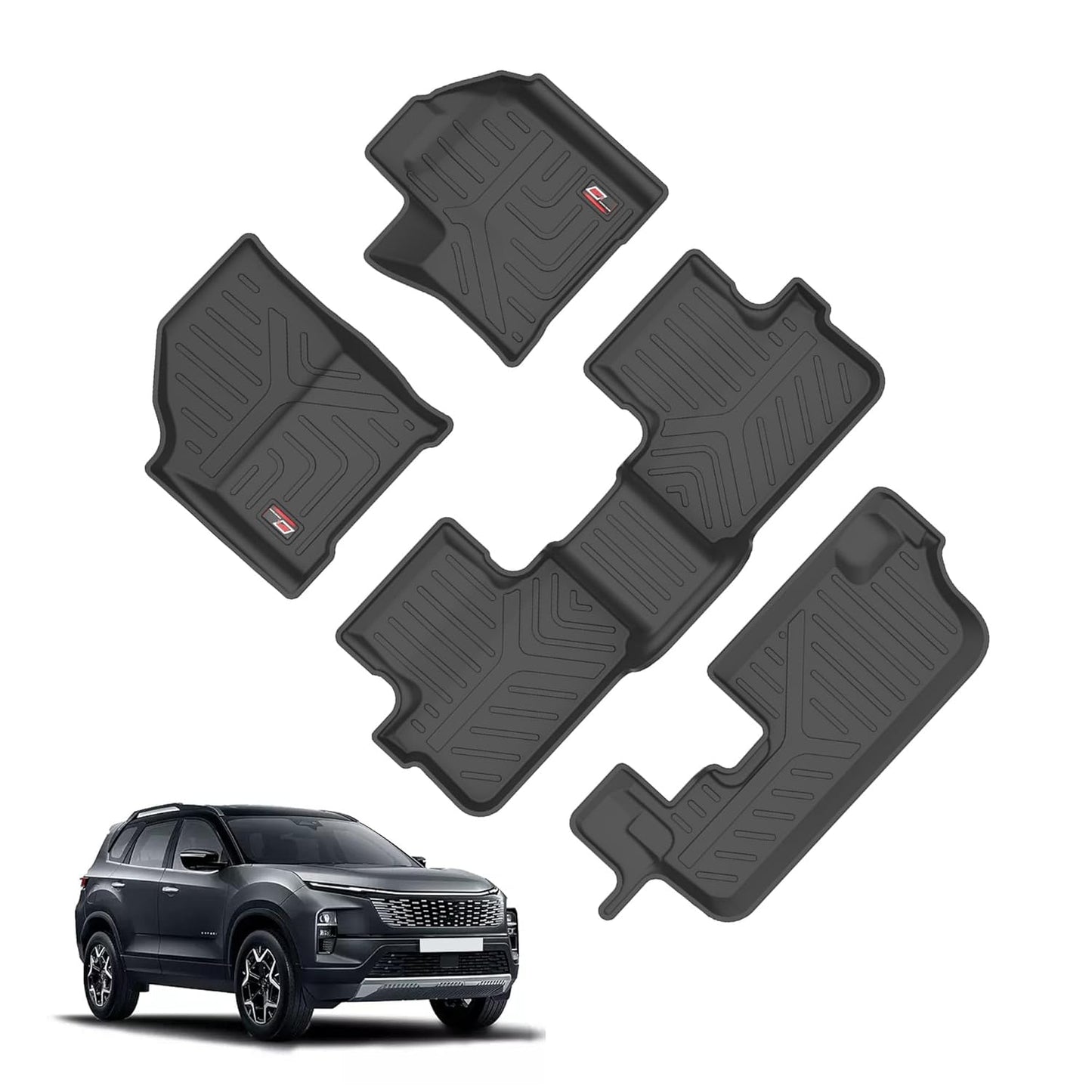 GFX Car Floor Mats for Safari (2023 Onwards) 7 Seater Automatic | Waterproof | Anti-Slip | All-Weather | Stylish Protection | Sleek Black