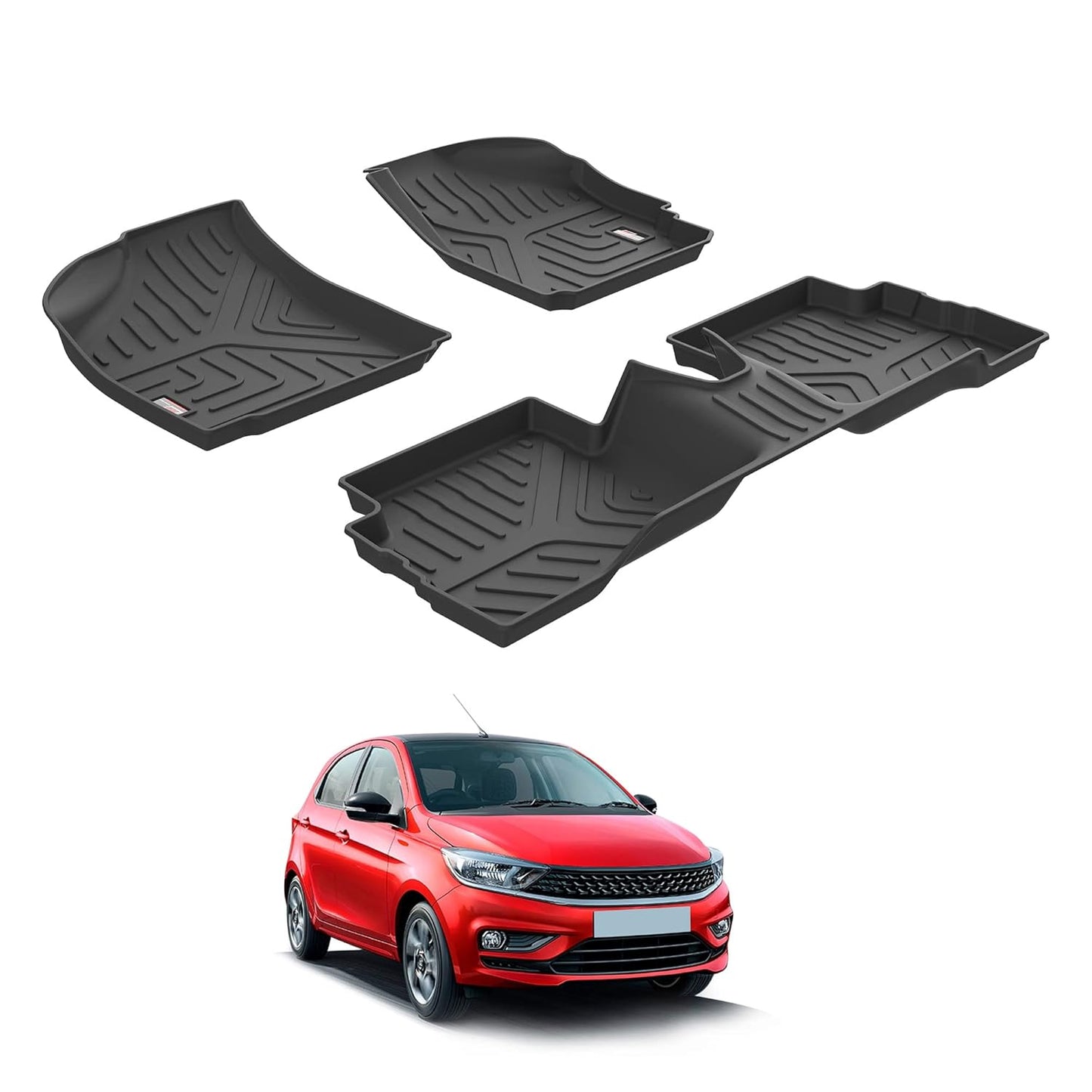 GFX Car Floor Mats for Tata Tiago (2020 Onwards) | Waterproof | Anti-Slip | All-Weather | Stylish Protection | Sleek Black