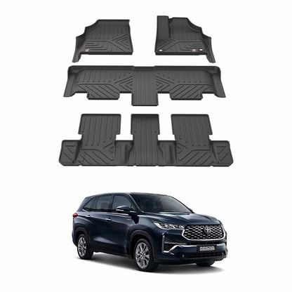 GFX Car Floor Mats for Innova Hycross 7 & 8 Seater (Model 2023 Onwards) | With Trunk Mat | Waterproof | Anti-Slip | All-Weather | Stylish Protection | Sleek Black