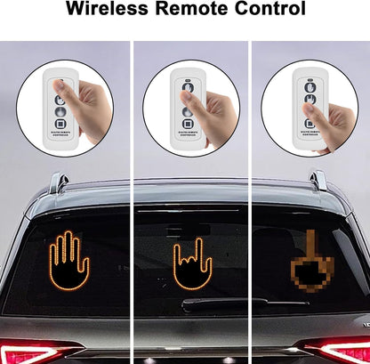 LED 3 in 1 Finger Hand Gesture with Wireless Remote Control, Light-Up Palm Design, for All Cars, Vans & Trucks
