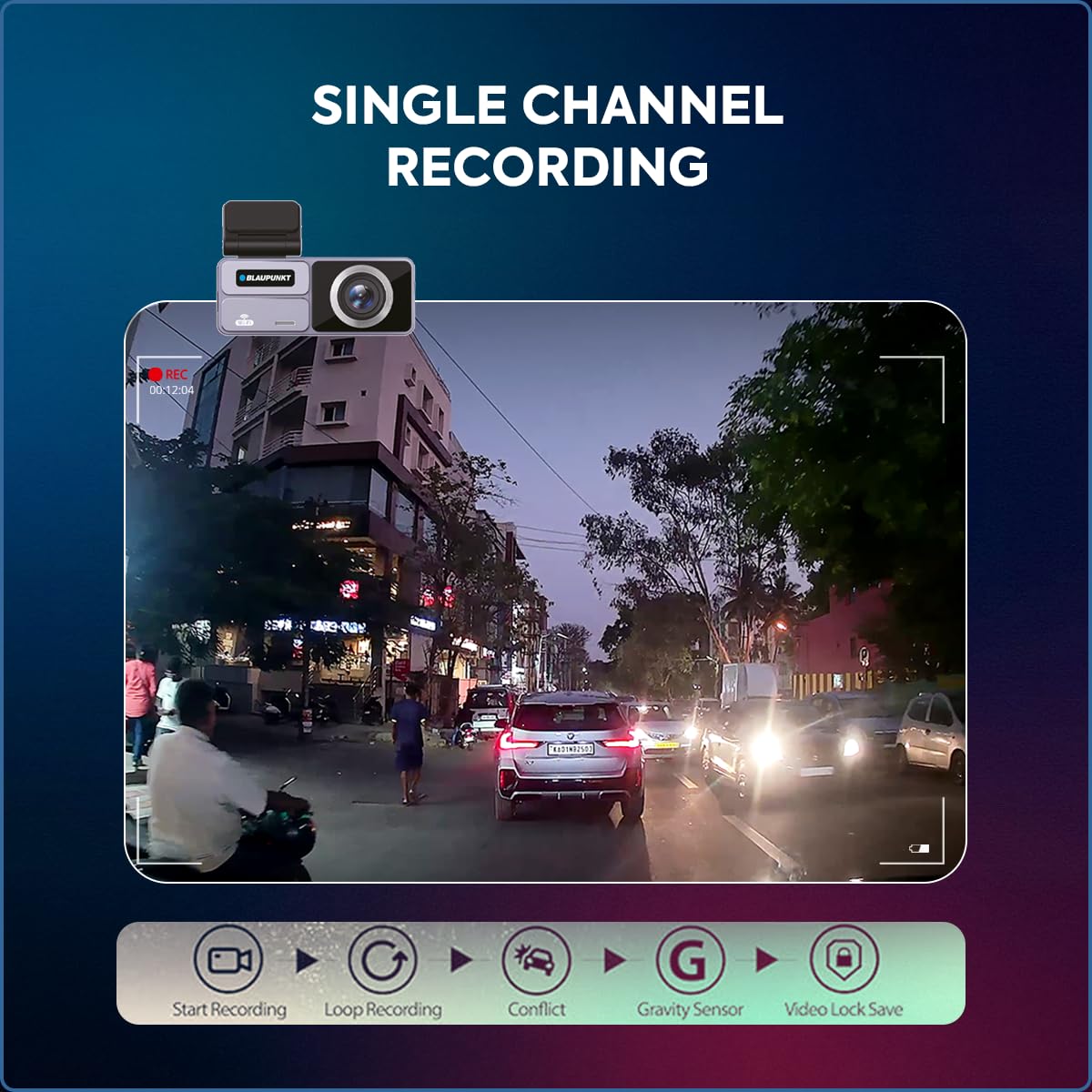 Blaupunkt DC 606 WiFi Dashcam for Car – Full HD 1080p, Wide-Angle, G-Sensor, Loop Recording, Parking Monitor, App Support – SD Card Not Included