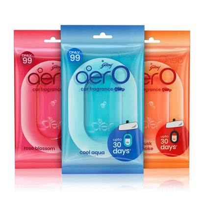 Godrej aer O – Hanging Car Air Freshener – Assorted Pack of 3 (22.5g) | Gel Lasts up to 30 days