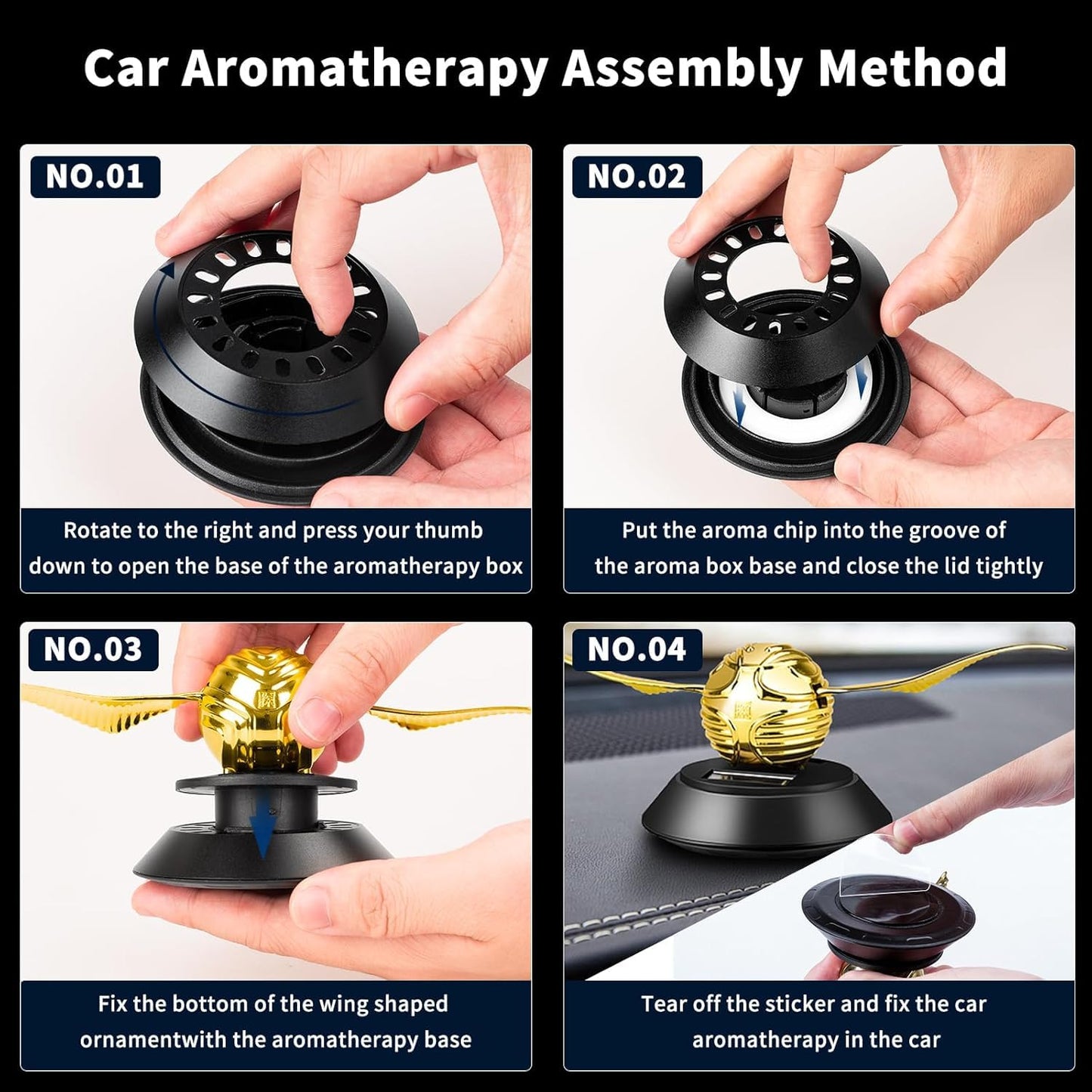 Stylish Harry Potters Angel Wing Cosplay Golden Color Snitch Ball Car Air Freshener Auto Accessories Collectible Model Toy Figurine Gifts | Car Dashboard Aromatherapy Perfume Car Ornament