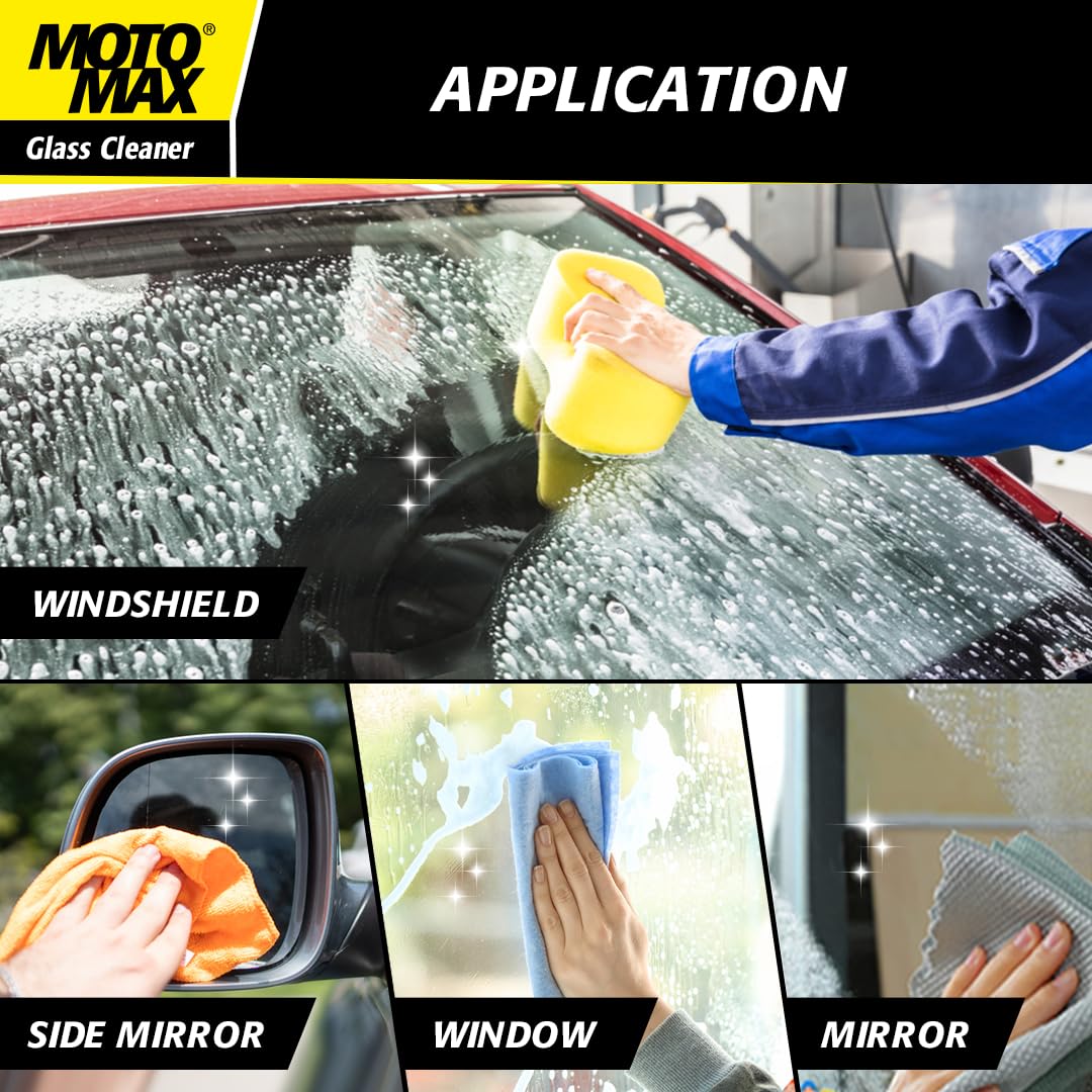 Motomax Glass Cleaner for all Glass surfaces, Cars, windshields, windows, mirrors, headlights, Bikes | for sparkling clean shine, 200 ml