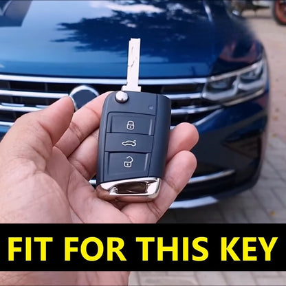 Metal Key Cover Compatible for Skoda & Volkswagen Cars Kylaq | Slavia | Kushaq | Octavia | Virtus | Taigun | Tiguan | T Roc 3 Button Flip Key