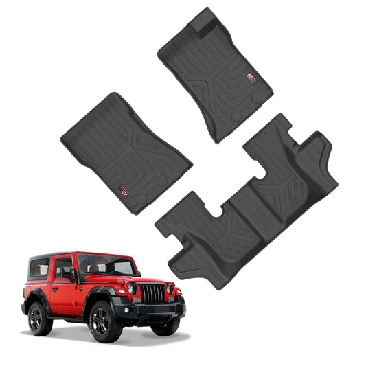 GFX Car Floor Mats for Mahindra Thar (2021–2024) | Waterproof | Anti-Slip | All-Weather | Stylish Protection | Sleek Black