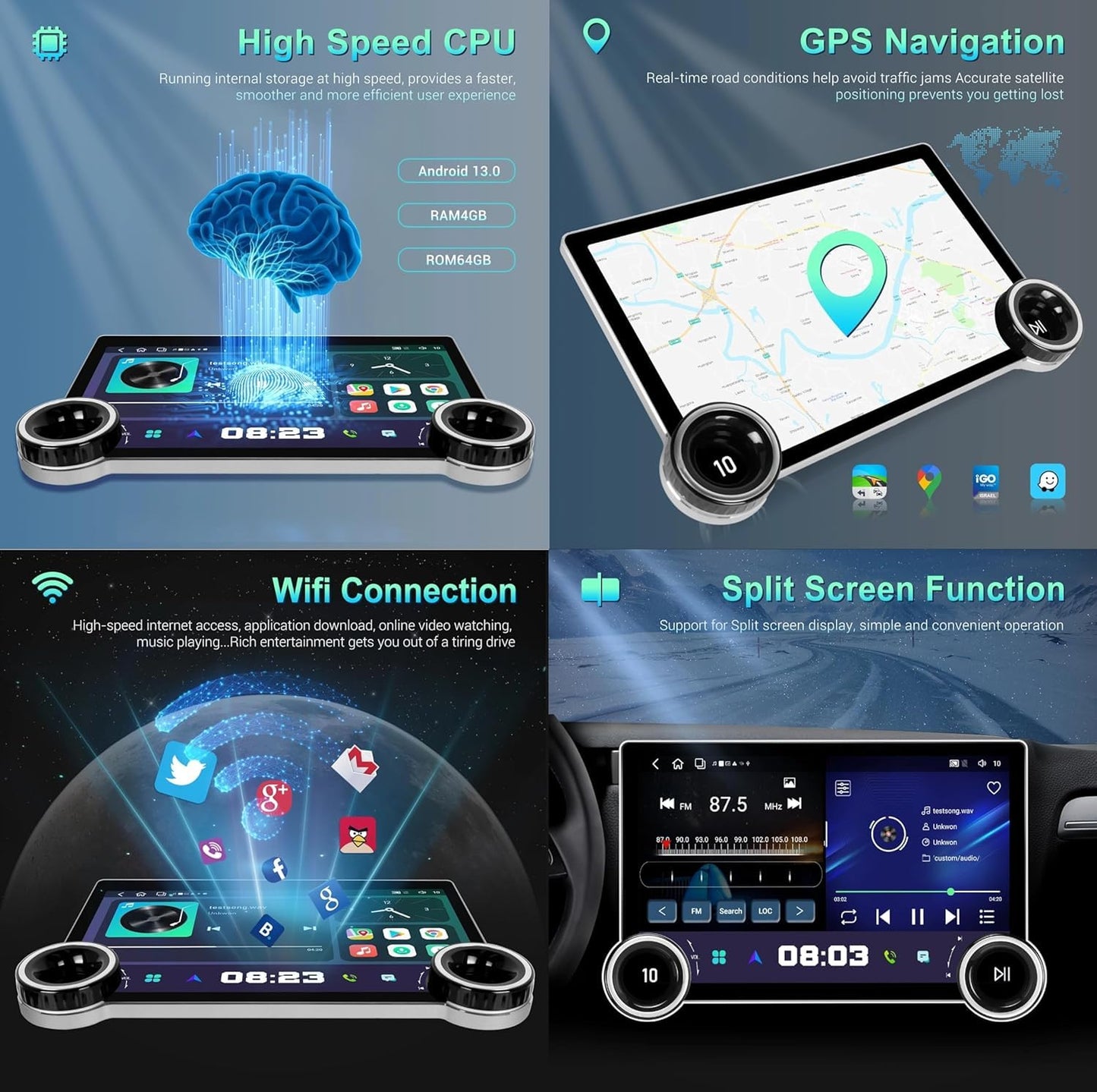 Diamond 2K Car Android System | 11.8 Inch Ultra-Clear Display | 4GB RAM + 64GB Storage | Wireless CarPlay & Android Auto | Universal Car Stereo | 2 Years Warranty