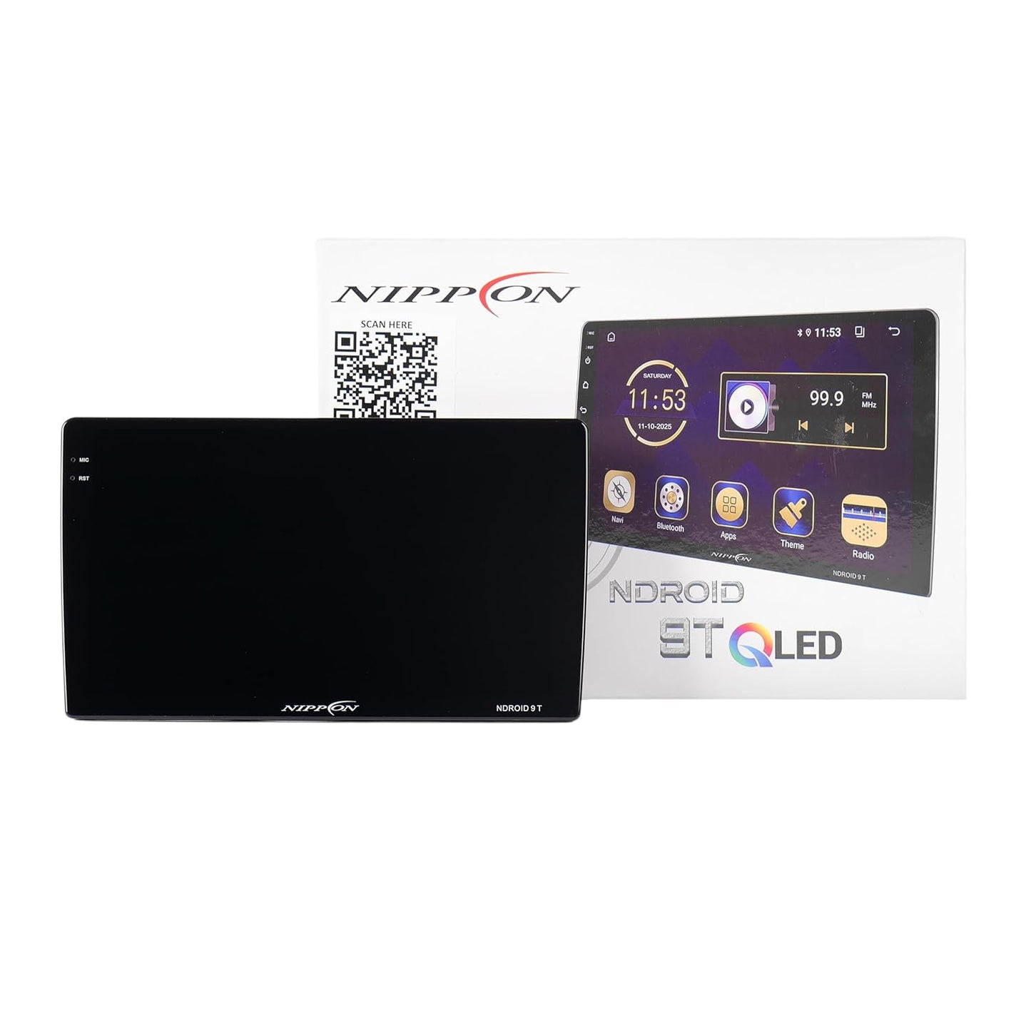Nippon NDROID 9T 2/64 GB Car MediaPlayer with QLED Display | Built-in Wireless Carplay and Android Auto
