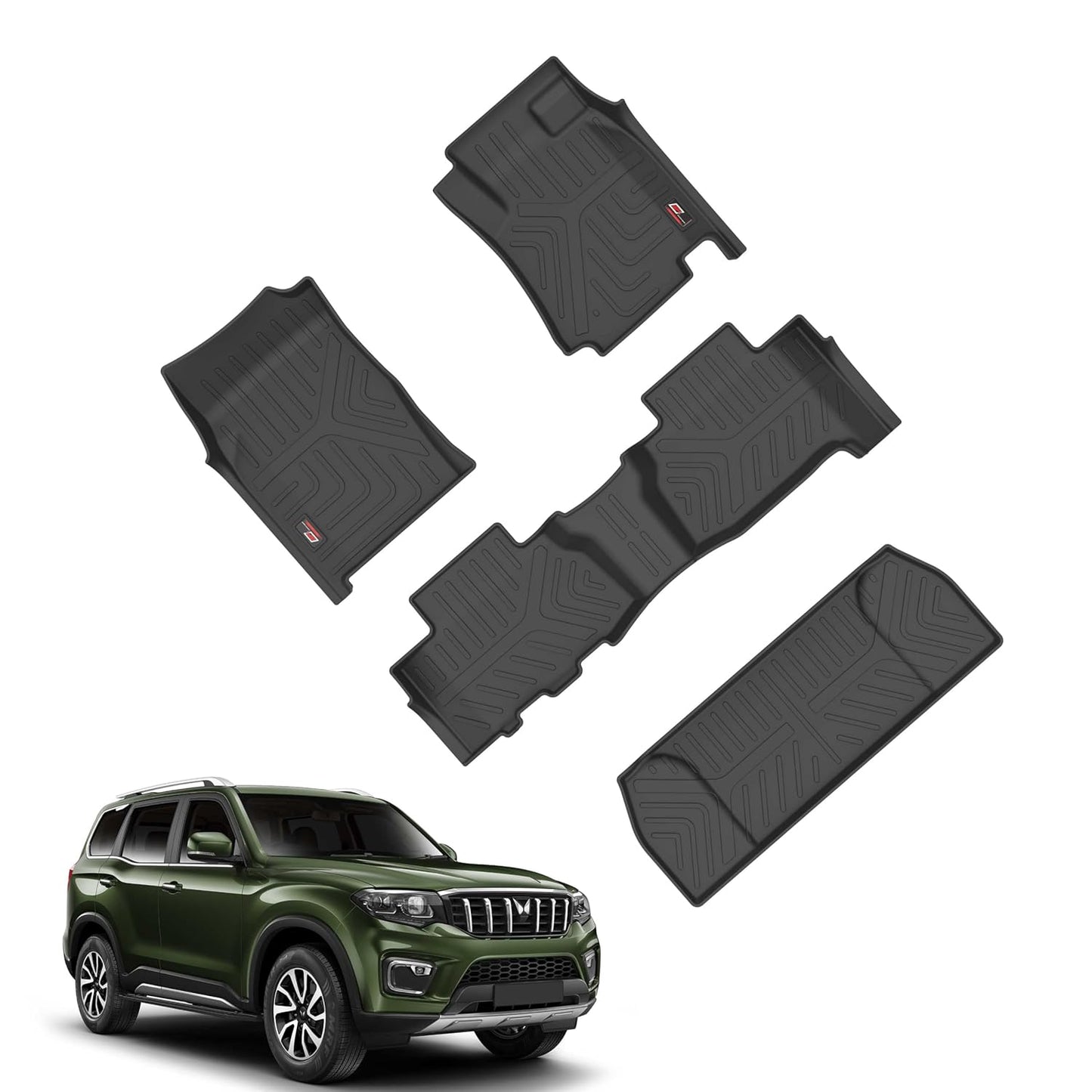 GFX Car Floor Mats for Scorpio N (2022 Onwards) Automatic | Waterproof | Anti-Slip | All-Weather | Stylish Protection | Sleek Black