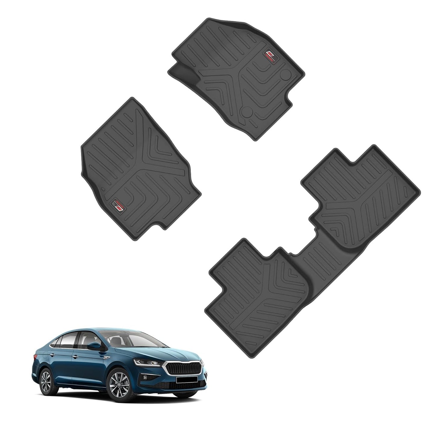 GFX Car Floor Mats for Taigun / Kushaq (2021 Onwards) | Waterproof | Anti-Slip | All-Weather | Stylish Protection | Sleek Black