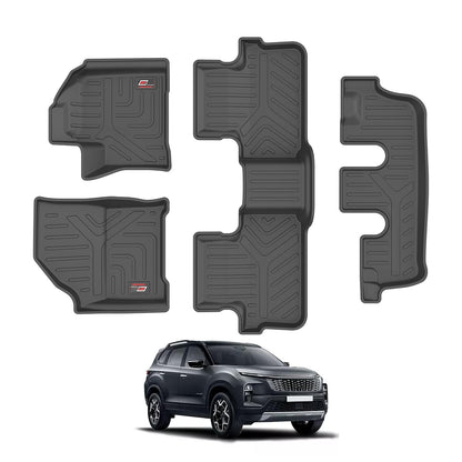 GFX Car Floor Mats for Safari (2023 Onwards) Captain Seat 6 Seater Automatic | Waterproof | Anti-Slip | All-Weather | Stylish Protection | Sleek Black