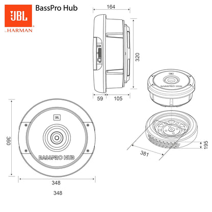 JBL BassPro Hub – 11" (27.9 cm) 200W RMS Active Spare-Tire Subwoofer | Remote Control | Fiberglass Cone | Speaker/Line Inputs | Thermal & Current Protection