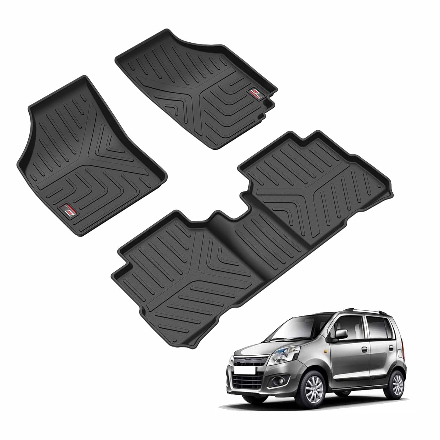 GFX Car Floor Mats for Maruti Suzuki Wagon-R (2011–2018) | Waterproof | Anti-Slip | All-Weather | Stylish Protection | Sleek Black