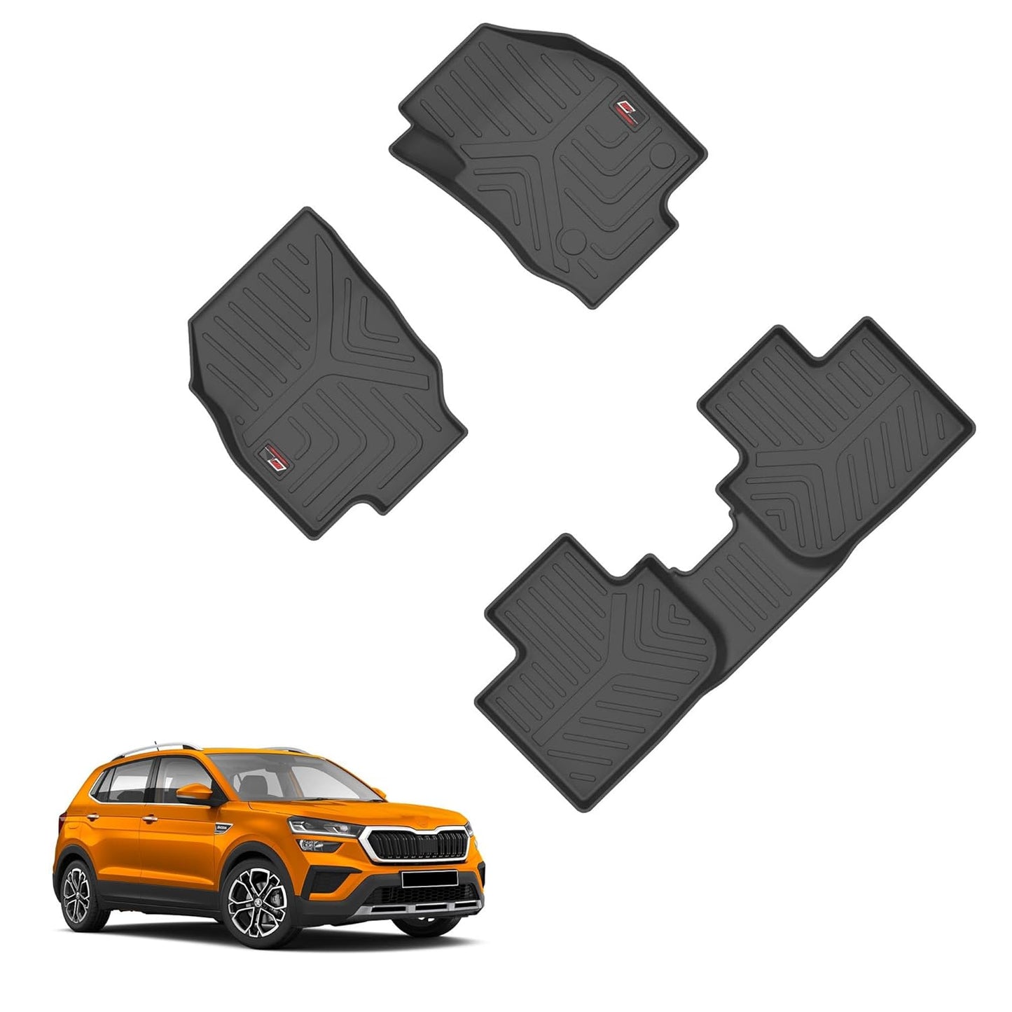 GFX Car Floor Mats for Taigun / Kushaq (2021 Onwards) | Waterproof | Anti-Slip | All-Weather | Stylish Protection | Sleek Black