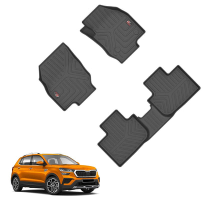 GFX Car Floor Mats for Taigun / Kushaq (2021 Onwards) | Waterproof | Anti-Slip | All-Weather | Stylish Protection | Sleek Black