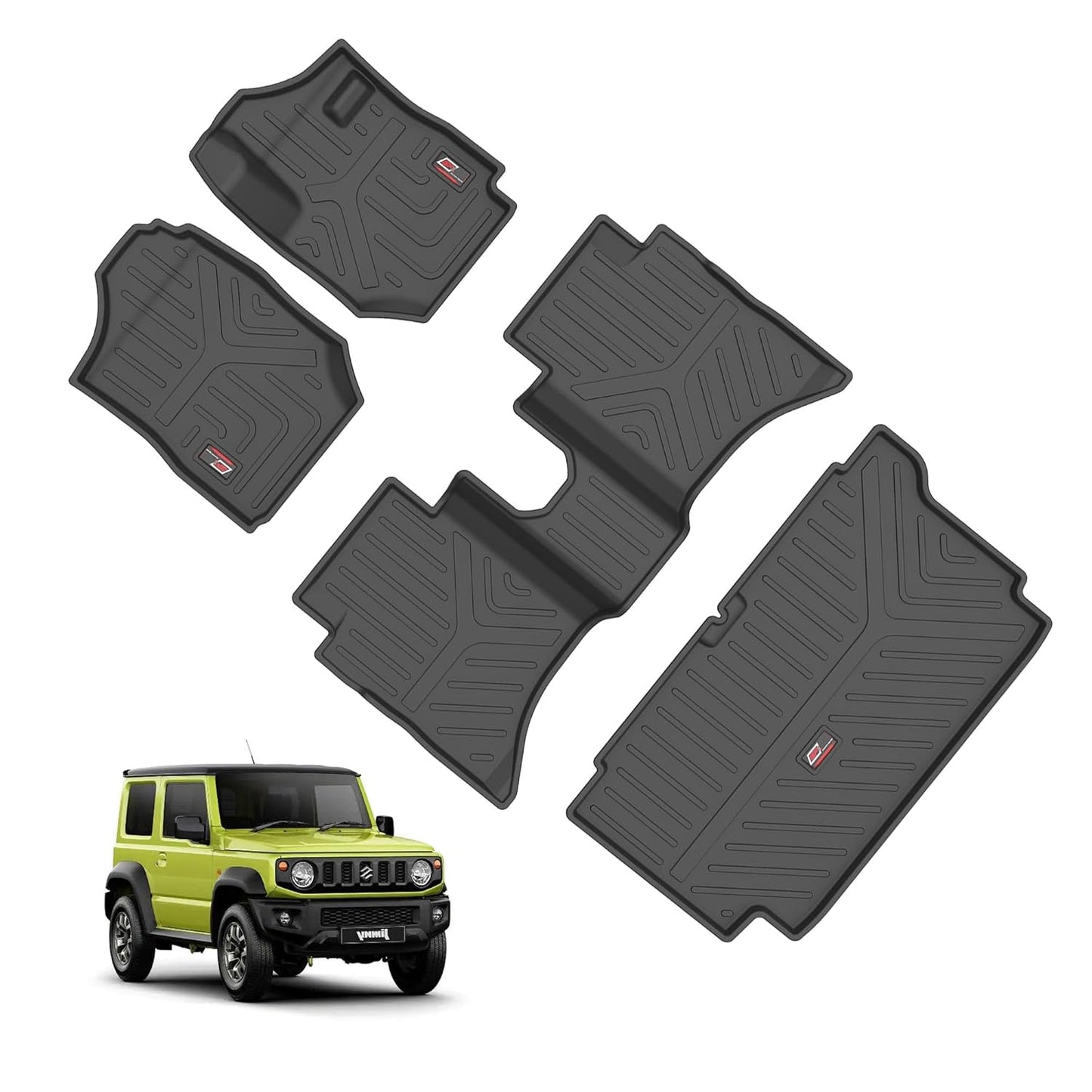GFX Car Floor Mats for Jimny (2023 Onwards) Automatic with Dicky | Waterproof | Anti-Slip | All-Weather | Stylish Protection | Sleek Black