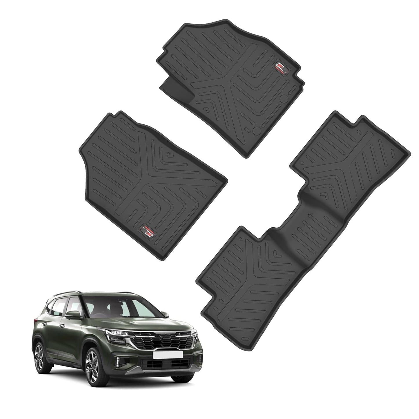 GFX Car Floor Mats for KIA Seltos (2023 Onwards) | Waterproof | Anti-Slip | All-Weather | Stylish Protection | Sleek Black