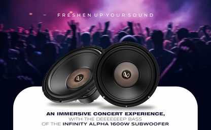 Infinity Alpha 1600 12 Inch Car Subwoofer | 1600W Peak | 300W RMS | Dual Magnet | Black