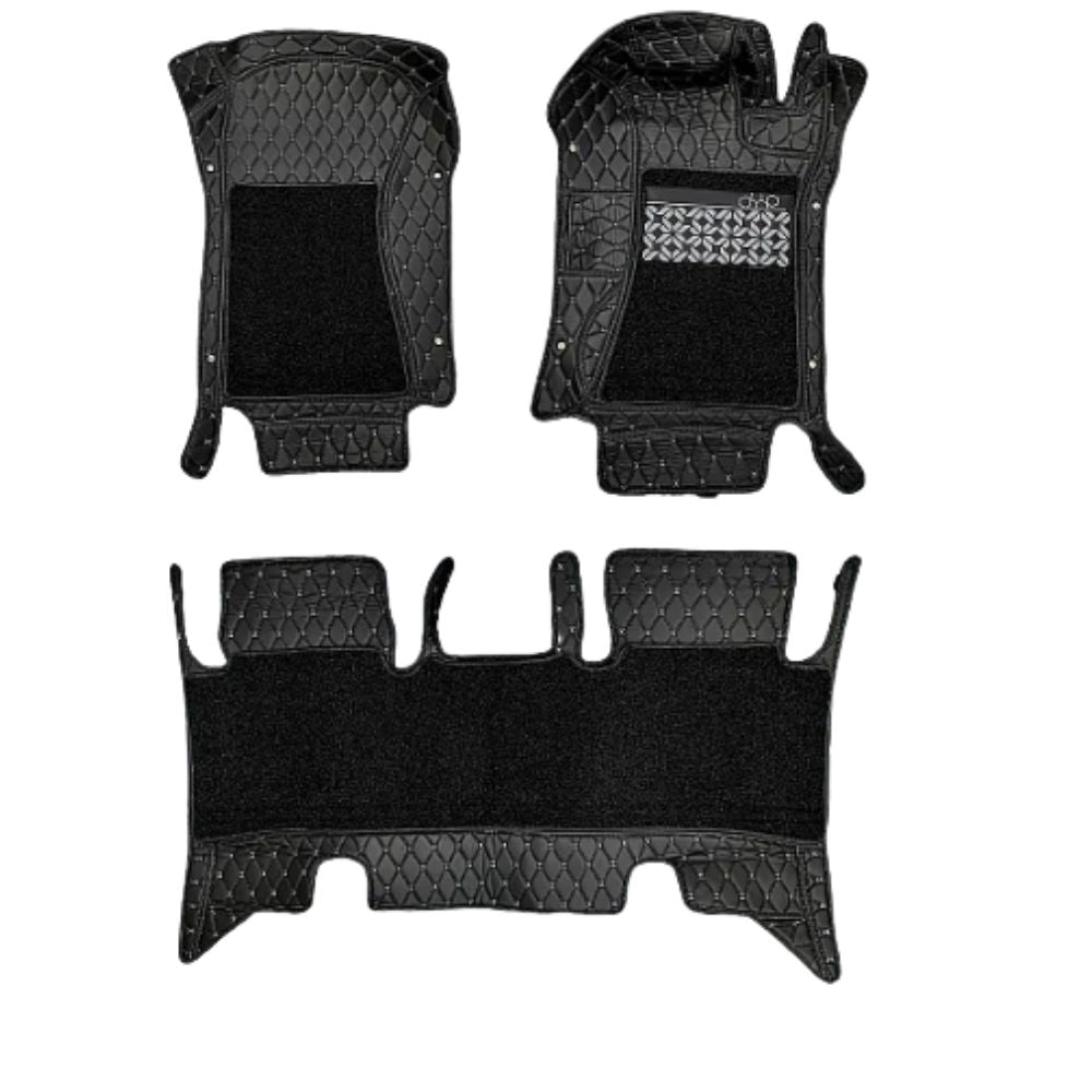  Mahindra Thar 2020+ 7D Car Floor Mats Black | 7 Depth Layer Protection | Scratchproof | Waterproof | Soundproof | Removable Grass Mat | Anti-Slip Velcro Base | Set of 3